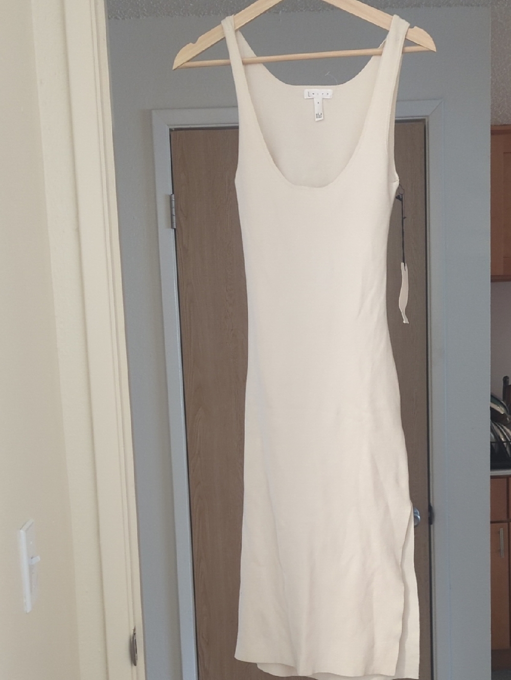 NWT Leith Cream Scoop Neck Midi Tank Dress Cutout Back Medium